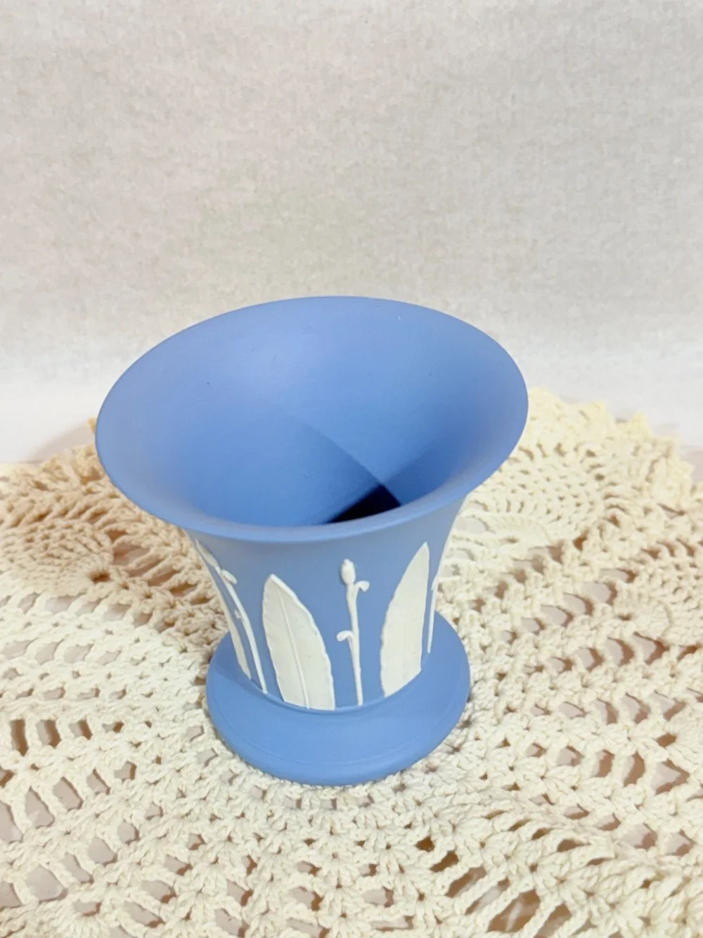 Wedgwood Blue Jasperware Vintage Trumpet Vase